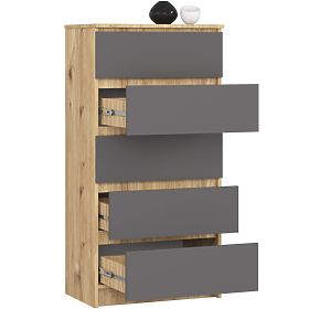 CHEST OF DRAWERS K60 5SZ CLP PK ARTISAN OAK / GRAY