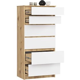CHEST OF DRAWERS K60 6SZ CLP PK ARTISAN OAK / WHITE