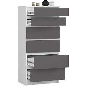 CHEST OF DRAWERS K60 6SZ CLP PK WHITE / GRAY