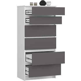 CHEST OF DRAWERS K60 6SZ CLP PK WHITE / GRAY