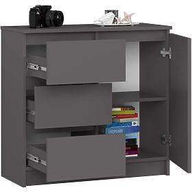 CHEST OF DRAWERS K80 JERRY 1D 3SZ PK GRAPHITE GRAY