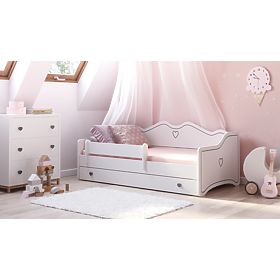 Children's Bed EMMA with Drawer and Guardrail 140x70 Grey