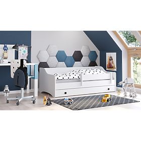 Children's Bed ERYK with Drawer and Guardrail 160x80 Black Handle