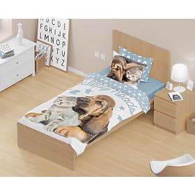 Children's bedding 140x200 cm + 70x90 cm Puppy and kitten