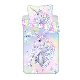 Children's Bedding Unicorn 'Pastel Rainbow' 140x200 cm + 70x90 cm