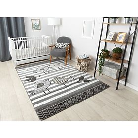 Children's carpet PETIT - Birds - gray-white