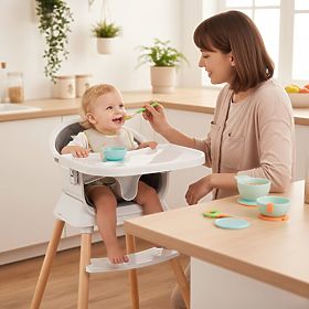 Children's High Chair 6-in-1 with Quilted Cover and Gray Tray ECOTOYS