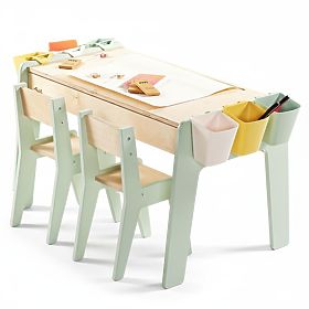 Children's Table and Two Chairs Set with Accessories - Mint
