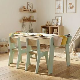 Children's Table and Two Chairs Set with Accessories - Mint