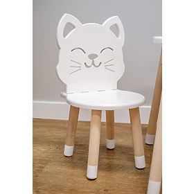 Children's Table with Chairs - Cat - White