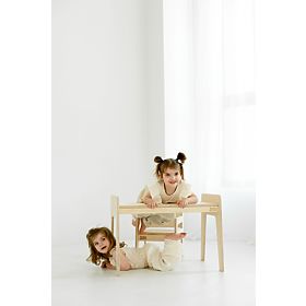 Children's Wooden Table with Chair S/M - Natural, baby wood