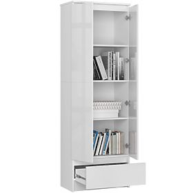 CLOSED BOOKCASE R60 2D 1SZ CLP PK WHITE/ HIGH GLOSS WHITE