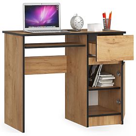 Computer Desk 90 cm Piksel Right - PK Craft Oak