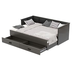 Convertible Bed HELIOS with Upholstered Panels Graphite 200x80/200x160