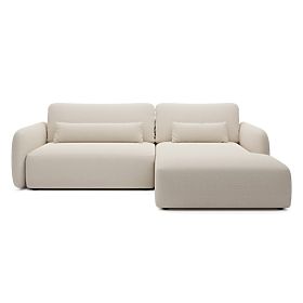 Convertible Corner Sofa Mossa with Storage, Right-Sided, Light Beige, Rounded Shapes