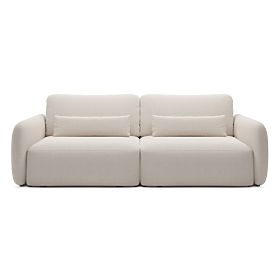 Convertible Sofa Mossa with Storage, Rounded Shapes, Light Beige