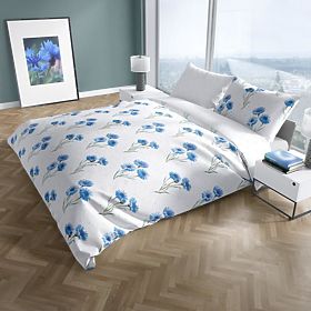 Cotton Bedding Blue Cornflowers 140x200cm + 70x90cm