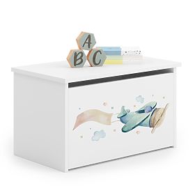 Daria White Toy Chest with Airplane Print