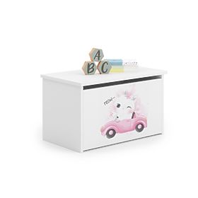 Daria White Toy Chest with Cat Print