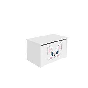 Daria White Toy Chest with Pink Cat Print