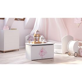 Daria White Toy Chest with Princess Print