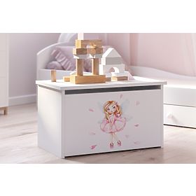 Daria White Toy Chest with Sleeping Princess Print