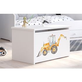 Daria White Toy Chest with Yellow Digger Print