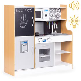 Children's Kitchen with Sound and LED Chalkboard Metal Accessories MDF +3 Years ECOTOYS