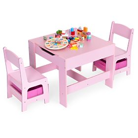 Children's furniture set table + 2 chairs blackboard pink ECOTOYS, EcoToys