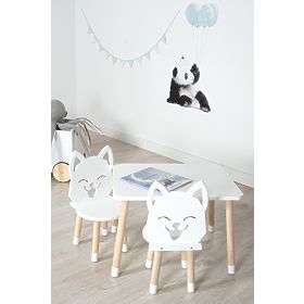 Children's Table with Chairs - Fox - White