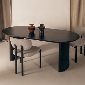 Dining Table Maurizio 180 cm, Black, Grooved