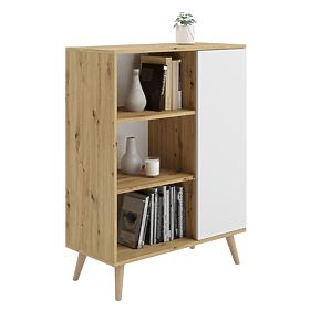 Display Cabinet Fondi Wooden Legs Artisan Oak White