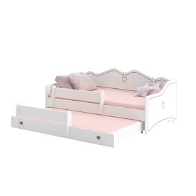 Double Bed EMMA with Drawer and Barrier 160x80 Grey