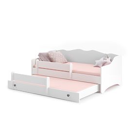 Double Bed EMMA with Drawer and Guardrail 160x80 Grey Handle
