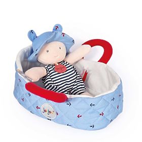 Doudou Jolijou Doll in Blue Carrying Bag 20 cm
