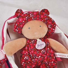 Doudou Jolijou Doll in Pink Carrying Bag 20 cm, Doudou Jolijou Paris