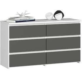 DRESSER CL100 6 DRAWERS WHITE / GRAY