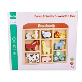 Farm Animal Set in a Wooden Box