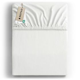 Fitted Sheet AMBER color white classic style material jersey 180-200x200 DecoKing