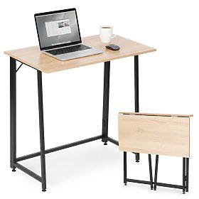 Folding Computer Desk 80x45 cm Laptop Table Loft Light Oak ModernHome