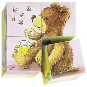 Goki Wooden Blocks Young Animals 4 pcs, Goki