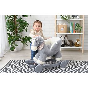 Gray Rocking Horse with Seat and Wheels