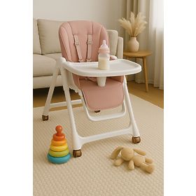 High Chair, Adjustable Height, Eco Leather, Straps, Double Tray ECOTOYS