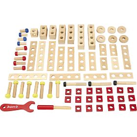 Jeujura Wooden Construction Set for Little DIYers 70 Pieces, Jeujura