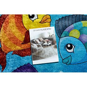 JUNIOR 51594.801 Round Washable Rug Fish, Ocean for Children Non-slip - Blue, F.H.Kabis
