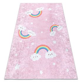 JUNIOR 52063.802 Washing Mat Rainbow, Clouds for Children Anti-slip - Pink
