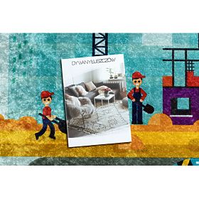 JUNIOR 52105.801 Washing Mat Construction Site, Street for Kids Non-Slip - Blue, F.H.Kabis