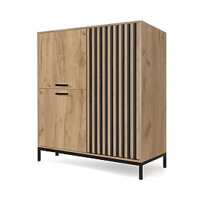 LAMINO KM-2 Sideboard Oak Craft/Black, Legs: Black