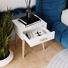 Luna White Nightstand, Nightstand