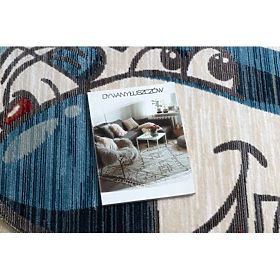 Modern Children's Rug TOYS 75320 AIRPLANE, 3D Effect, Irregular Shape, Blue, Turquoise, Cream, F.H.Kabis